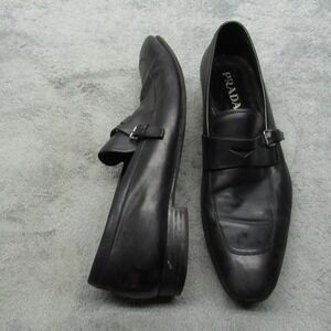 Prada Black Leather Slip-On Loafers